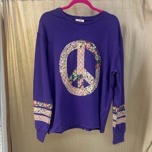 Purple Peace Sign Long Sleeve Tee